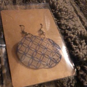 Homemade wooden earrings in navy